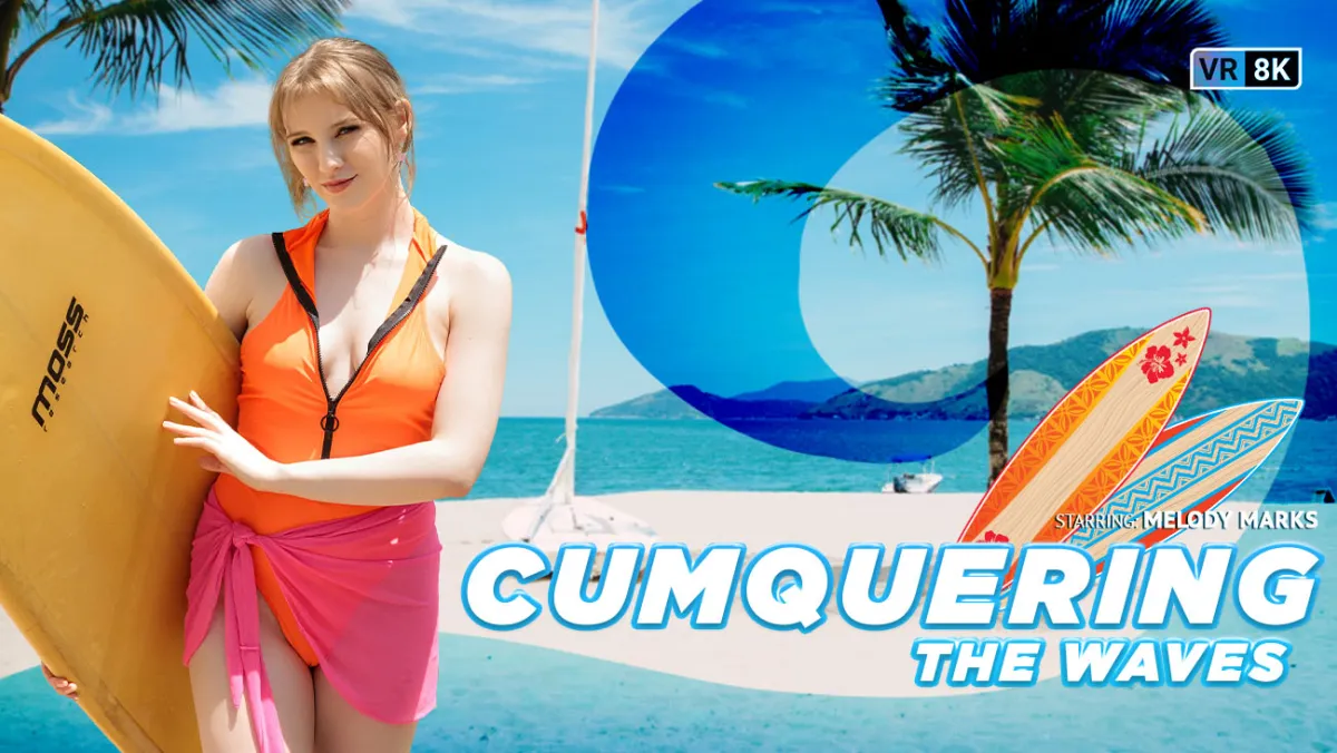 Cumquering The Waves: Melody Marks' Wild Surf Injury Leads to Beach VR Fuckfest
