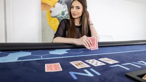 High Stakes Poker: Bella Young's Nude Strip & Solo Fuck