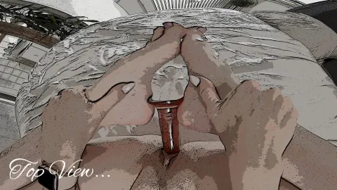 Sabdeluxe Top View: Solo VR Masturbation with Dildo Play