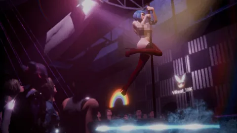 Evelyn Parker's Sizzling Pole Dance: Cyberpunk Babe Bares All