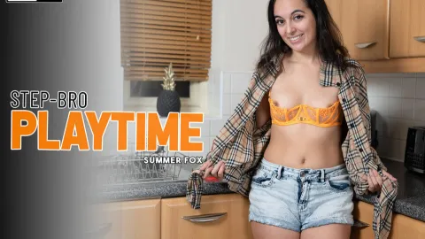 Step-Bro's Taboo Thrill: Summer Fox's Wet Solo Fuck Fest