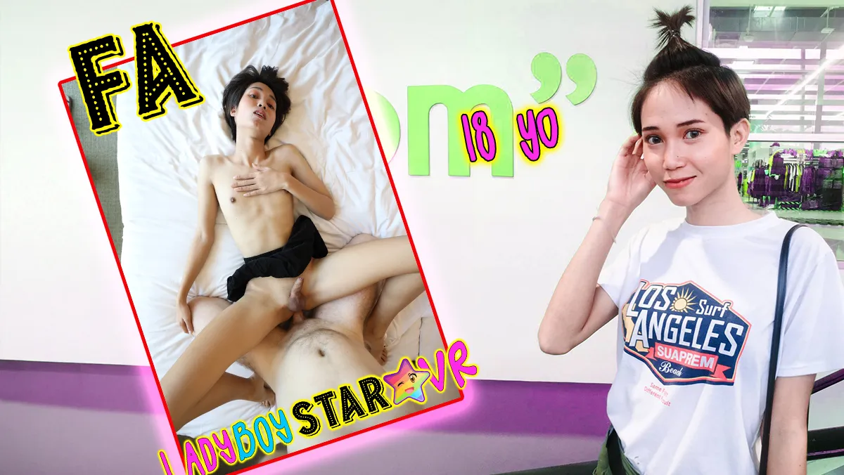 Skinny Student Ladyboy Craves White Cock in VR