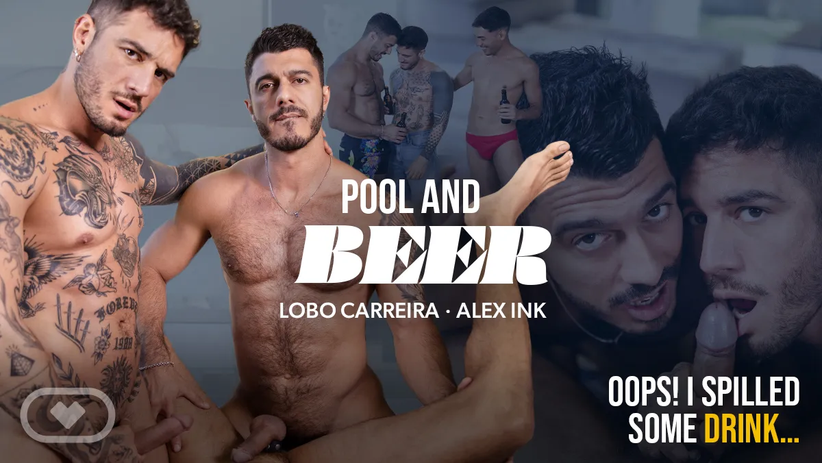 Gay Pool Threesome: Alex Ink, Lobo Carreira & Roy West in VR Heat